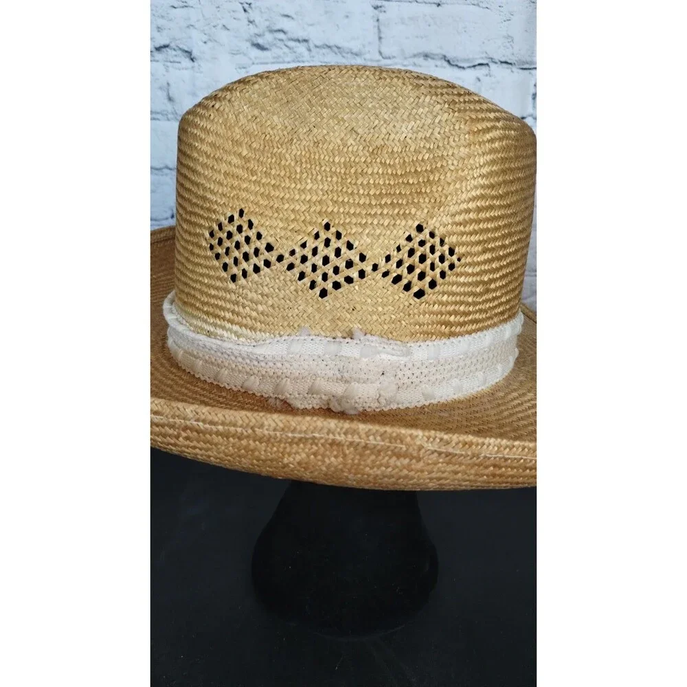 Vintage Eddy Bros Ranchman Straw Cowboy Hat Western Hat Made in USA Size 7 1/8